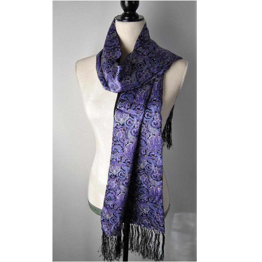 Vitaliano Silk & Wool Fringed Scarf/ Wrap